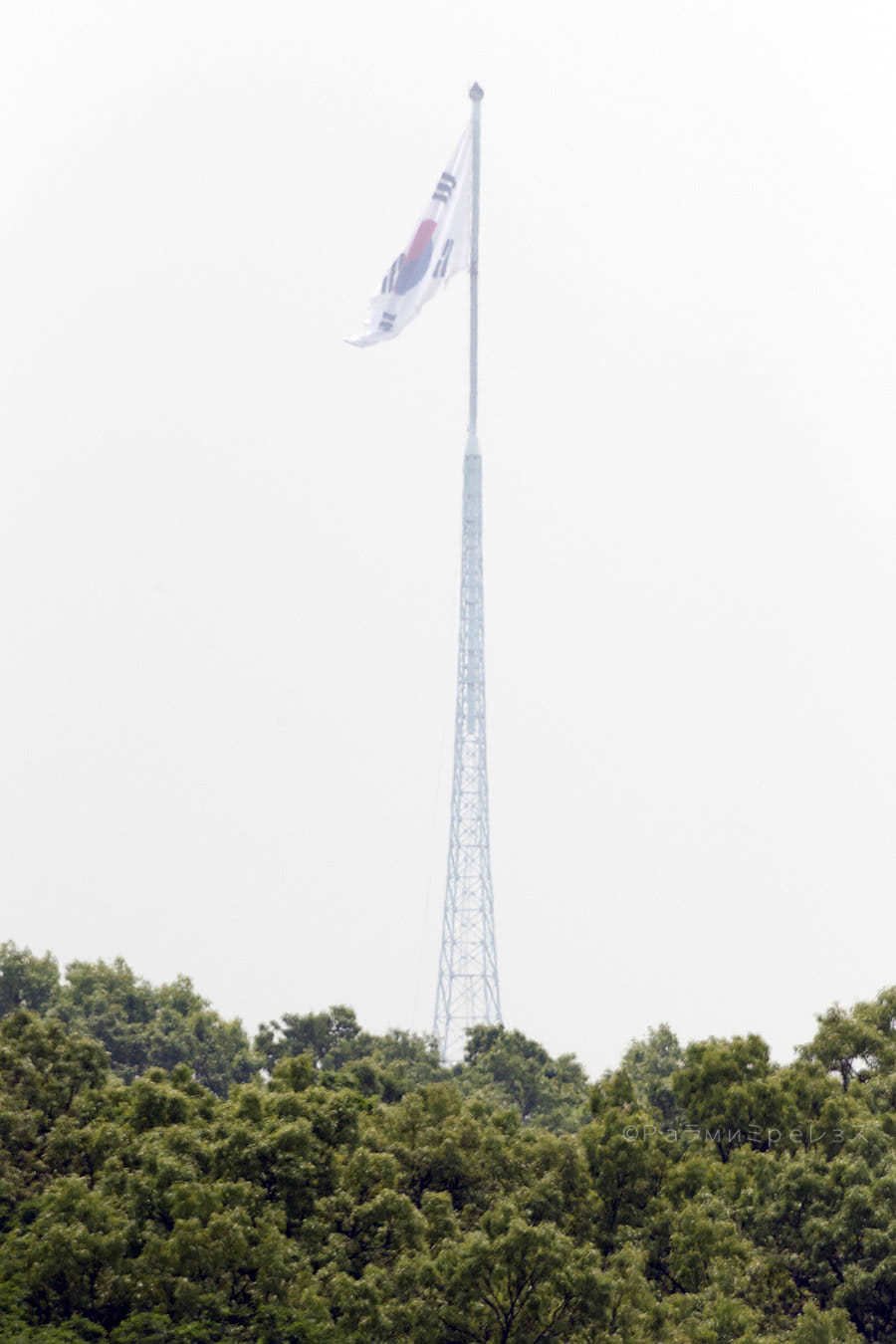 Daeseongdong's flag, South Korea. (Taken from the north part o the DMZ).